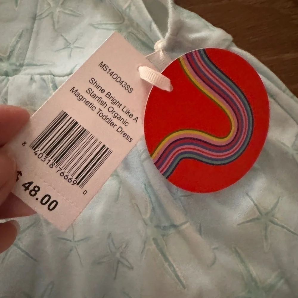 NWT MAGNETIC ME STARFISH ORGANIC COTTON DRESS WI BOW Sz 2T